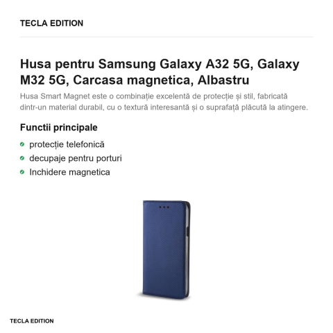 Husa pentru Samsung Galaxy A32 5G, Galaxy M32 5G, Carcasa magnetica, Albastru [1]