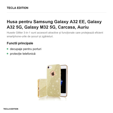 Husa pentru Samsung Galaxy A32 EE, Galaxy A32 5G, Galaxy M32 5G, Carcasa, Auriu [1]