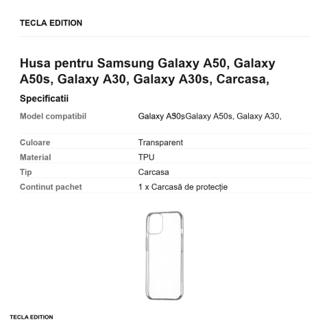 Husa pentru Samsung Galaxy A50, Galaxy A50s, Galaxy A30, Galaxy A30s, Carcasa, Transparent [2]