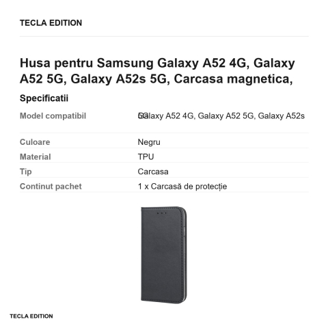 Husa pentru Samsung Galaxy A52 4G, Galaxy A52 5G, Galaxy A52s 5G, Carcasa magnetica, Negru [2]