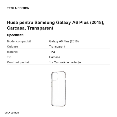 Husa pentru Samsung Galaxy A6 Plus (2018), Carcasa, Transparent [2]