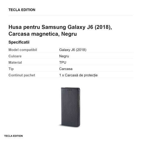 Husa pentru Samsung Galaxy J6 (2018), Carcasa magnetica, Negru [2]