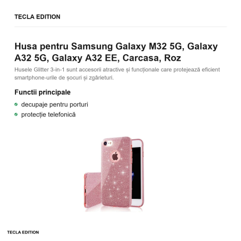 Husa pentru Samsung Galaxy M32 5G, Galaxy A32 5G, Galaxy A32 EE, Carcasa, Roz [1]
