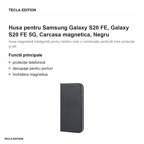 Husa pentru Samsung Galaxy S20 FE, Galaxy S20 FE 5G, Carcasa magnetica, Negru [1]