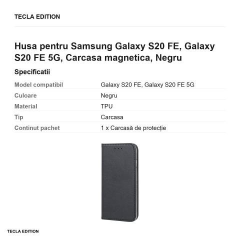 Husa pentru Samsung Galaxy S20 FE, Galaxy S20 FE 5G, Carcasa magnetica, Negru [2]