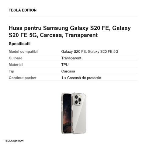 Husa pentru Samsung Galaxy S20 FE, Galaxy S20 FE 5G, Carcasa, Transparent [2]