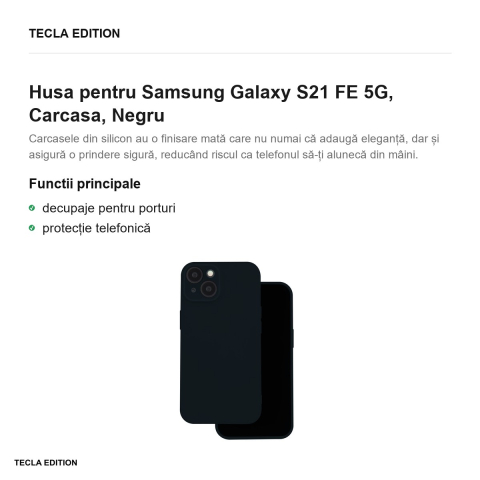 Husa pentru Samsung Galaxy S21 FE 5G, Carcasa, Negru [1]