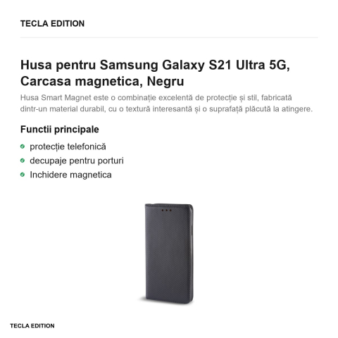 Husa pentru Samsung Galaxy S21 Ultra 5G, Carcasa magnetica, Negru [1]