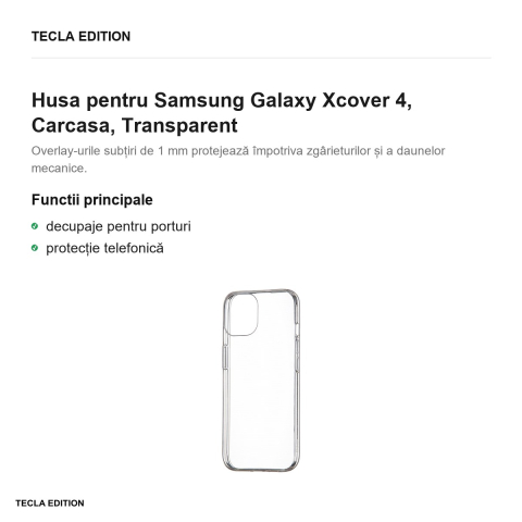 Husa pentru Samsung Galaxy Xcover 4, Carcasa, Transparent [1]