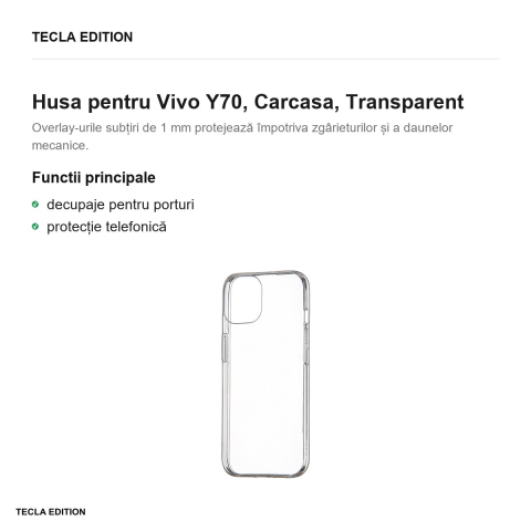 Husa pentru Vivo Y70, Carcasa, Transparent [1]