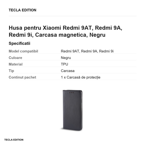 Husa pentru Xiaomi Redmi 9AT, Redmi 9A, Redmi 9i, Carcasa magnetica, Negru [2]