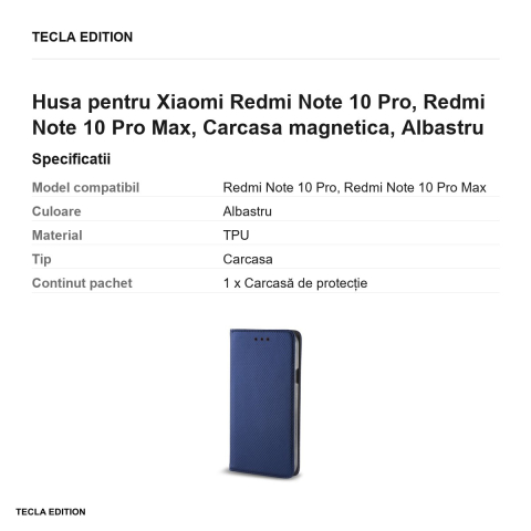 Husa pentru Xiaomi Redmi Note 10 Pro, Redmi Note 10 Pro Max, Carcasa magnetica, Albastru [2]