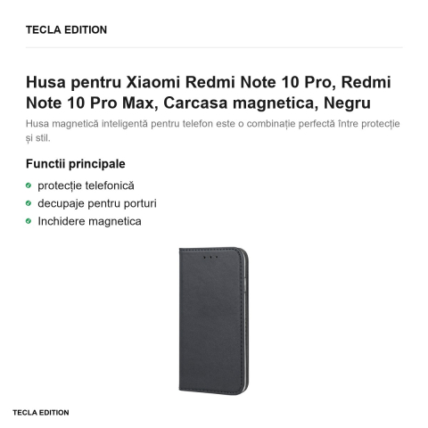 Husa pentru Xiaomi Redmi Note 10 Pro, Redmi Note 10 Pro Max, Carcasa magnetica, Negru [1]