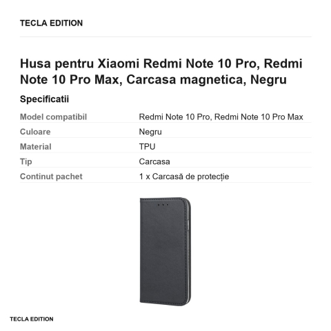 Husa pentru Xiaomi Redmi Note 10 Pro, Redmi Note 10 Pro Max, Carcasa magnetica, Negru [2]