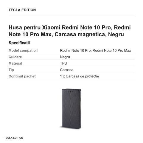 Husa pentru Xiaomi Redmi Note 10 Pro, Redmi Note 10 Pro Max, Carcasa magnetica, Negru [2]