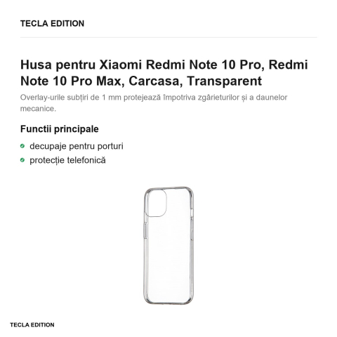 Husa pentru Xiaomi Redmi Note 10 Pro, Redmi Note 10 Pro Max, Carcasa, Transparent [1]