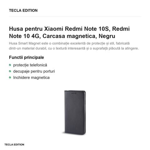 Husa pentru Xiaomi Redmi Note 10S, Redmi Note 10 4G, Carcasa magnetica, Negru [1]