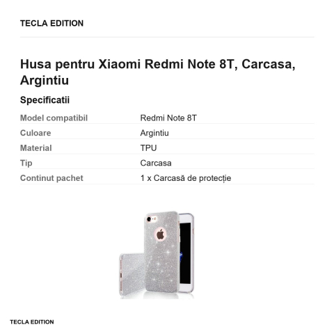Husa pentru Xiaomi Redmi Note 8T, Carcasa, Argintiu [2]