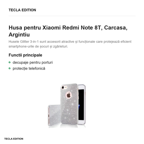 Husa pentru Xiaomi Redmi Note 8T, Carcasa, Argintiu [1]