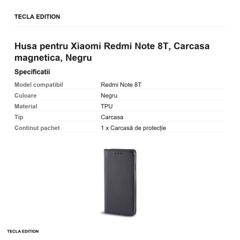 Husa pentru Xiaomi Redmi Note 8T, Carcasa magnetica, Negru [2]