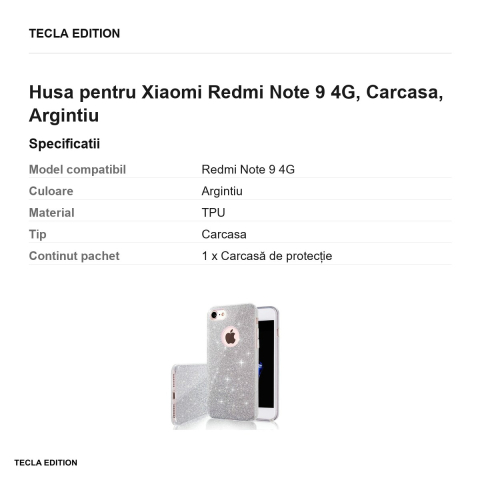 Husa pentru Xiaomi Redmi Note 9 4G, Carcasa, Argintiu [2]