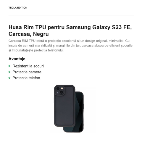 Husa Rim TPU pentru Samsung Galaxy S23 FE, Carcasa, Negru [1]