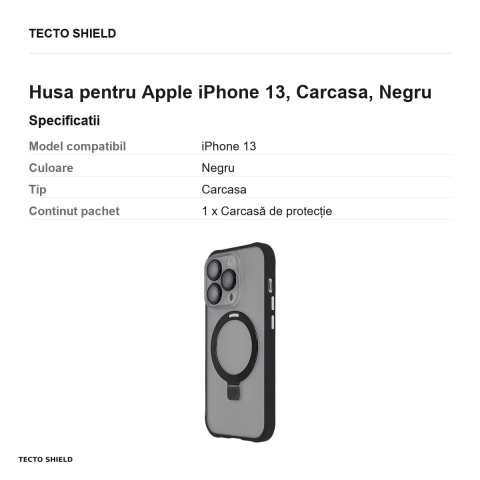 Husa Ring Secure Mag pentru Apple iPhone 13, Carcasa, Negru [2]