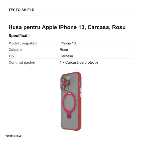 Husa Ring Secure Mag pentru Apple iPhone 13, Carcasa, Rosu [2]