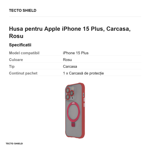 Husa Ring Secure Mag pentru Apple iPhone 15 Plus, Carcasa, Rosu [2]