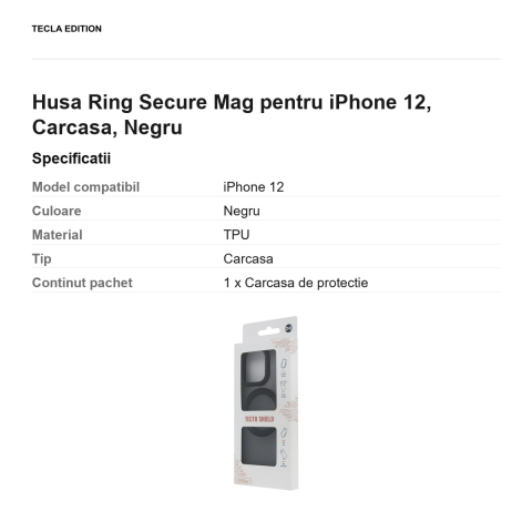 Husa Ring Secure Mag pentru iPhone 12, Carcasa, Negru [2]