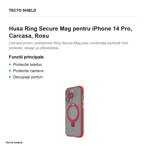 Husa Ring Secure Mag pentru iPhone 14 Pro, Carcasa, Rosu [1]