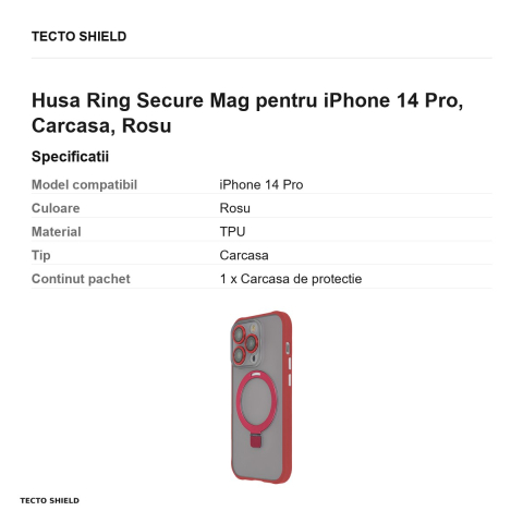 Husa Ring Secure Mag pentru iPhone 14 Pro, Carcasa, Rosu [2]