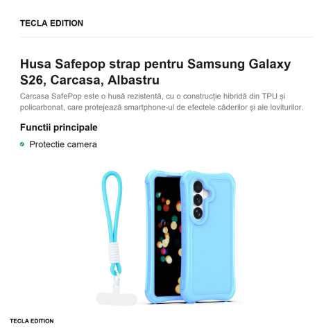 Husa Safepop strap pentru Samsung Galaxy S26, Carcasa, Albastru [1]