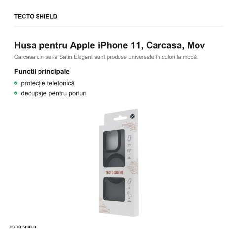 Husa Satin Elegant Mag pentru Apple iPhone 11, Carcasa, Mov [1]
