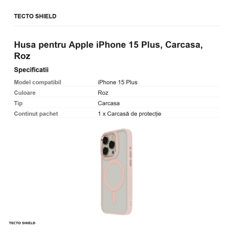 Husa Satin Elegant Mag pentru Apple iPhone 15 Plus, Carcasa, Roz [2]