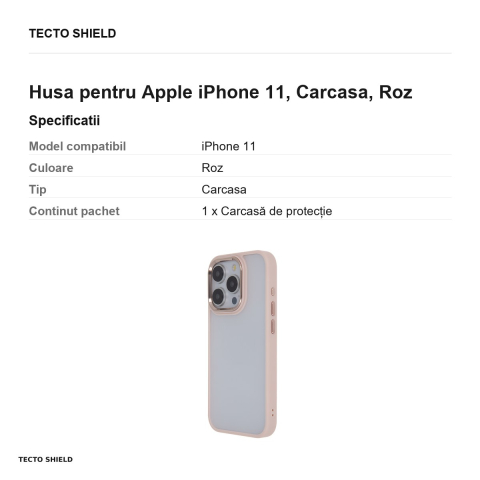 Husa Satin Elegant Matt pentru Apple iPhone 11, Carcasa, Roz [2]