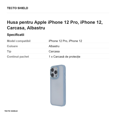 Husa Satin Elegant Matt pentru Apple iPhone 12 Pro, iPhone 12, Carcasa, Albastru [2]