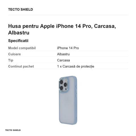 Husa Satin Elegant Matt pentru Apple iPhone 14 Pro, Carcasa, Albastru [2]