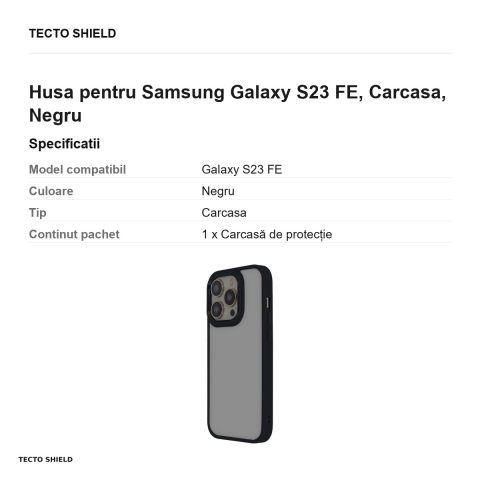 Husa Satin Elegant Matt pentru Samsung Galaxy S23 FE, Carcasa, Negru [2]