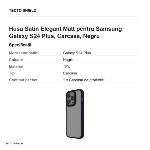 Husa Satin Elegant Matt pentru Samsung Galaxy S24 Plus, Carcasa, Negru [2]