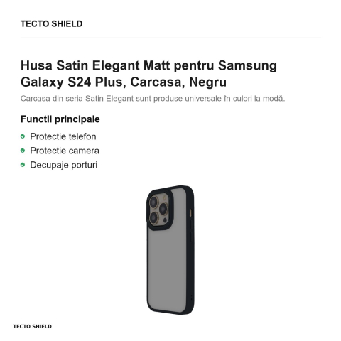 Husa Satin Elegant Matt pentru Samsung Galaxy S24 Plus, Carcasa, Negru [1]