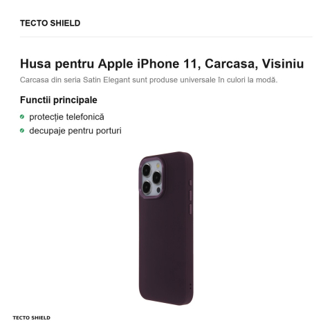 Husa Satin Elegant pentru Apple iPhone 11, Carcasa, Visiniu [1]