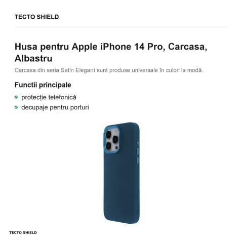 Husa Satin Elegant pentru Apple iPhone 14 Pro, Carcasa, Albastru [1]