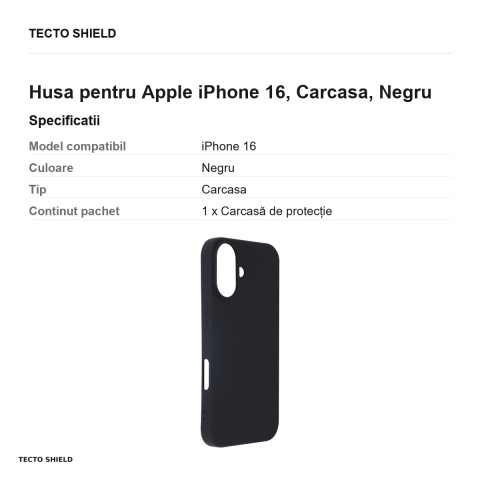 Husa Satin Flex pentru Apple iPhone 16, Carcasa, Negru [2]