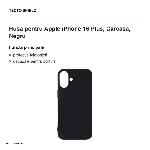 Husa Satin Flex pentru Apple iPhone 16 Plus, Carcasa, Negru [1]