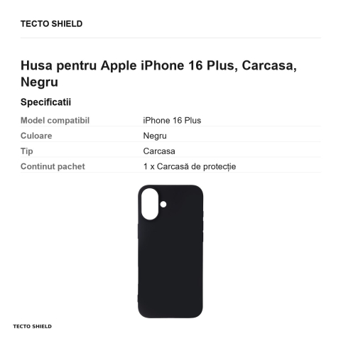 Husa Satin Flex pentru Apple iPhone 16 Plus, Carcasa, Negru [2]