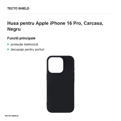 Husa Satin Flex pentru Apple iPhone 16 Pro, Carcasa, Negru [1]