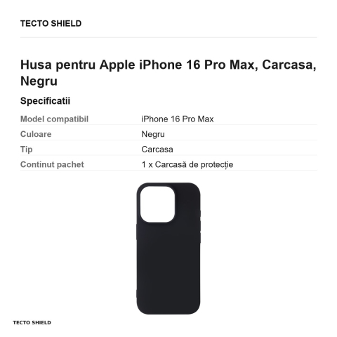Husa Satin Flex pentru Apple iPhone 16 Pro Max, Carcasa, Negru [2]