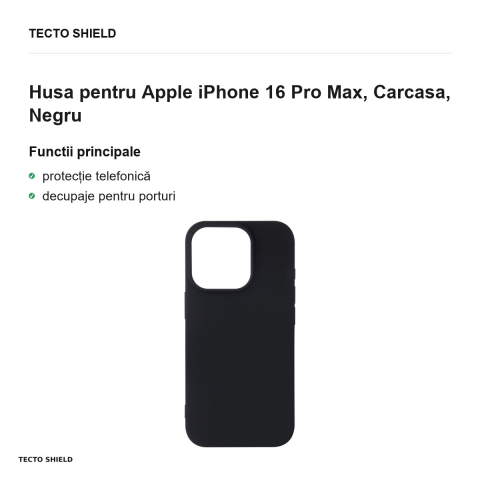Husa Satin Flex pentru Apple iPhone 16 Pro Max, Carcasa, Negru [1]