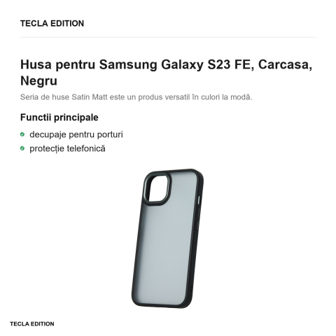 Husa Satin Matt pentru Samsung Galaxy S23 FE, Carcasa, Negru [1]